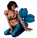 Woman sitting on flowers