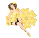 Woman sitting on flowers