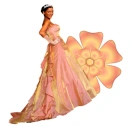 Woman stands on flowers