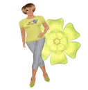 Woman stands on flowers