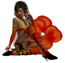 Woman sitting on flowers