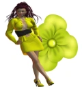 Woman stands on flowers
