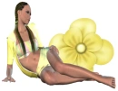 Woman lies on flower