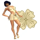 Woman stands on flowers