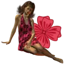 Woman sitting on flowers