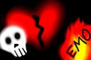 Broken Heart,Skull,and Fire Background