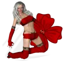 Woman kneels on flower