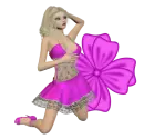 Woman kneels on flower