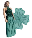 Woman stands on flowers