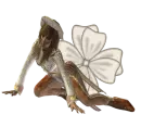 Woman kneels on flower