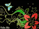 Blue Butterfly & Red Flower