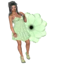 Woman stands on flowers