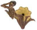 Woman lies on flower