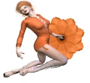 Woman kneels on flower