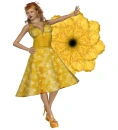 Woman stands on flowers