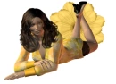 Woman lies on flower