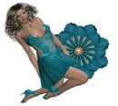 Woman kneels on flower