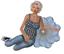 Woman sitting on flowers