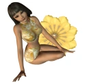 Woman sitting on flowers