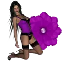 Woman kneels on flower