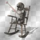 dog in rocking chair