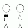 stick lady kicking man