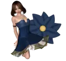 Woman kneels on flower