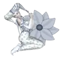 Woman kneels on flower