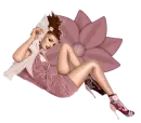 Woman lies on flower