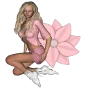 Woman sitting on flowers