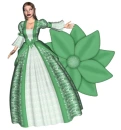 Woman stands on flowers