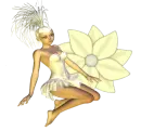 Woman kneels on flower