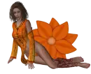 Woman lies on flower