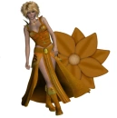 Woman stands on flowers