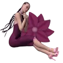 Woman sitting on flowers