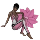 Woman sitting on flowers
