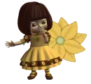 Girl stands on flowers
