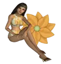 Woman sitting on flowers