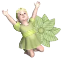 Girl kneels on flowers