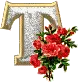LETTER T WITH ROSES