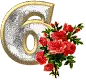 NUMBER 6 WITH ROSES
