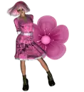 Woman stands on flowers
