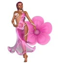 Woman stands on flowers