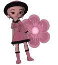 Girl stands on flowers