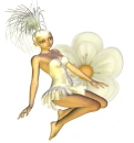 Woman kneels on flower