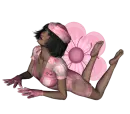 Woman lies on flower