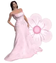 Woman stands on flowers