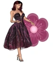Woman stands on flowers