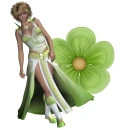 Woman stands on flowers