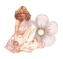 Woman sitting on flowers